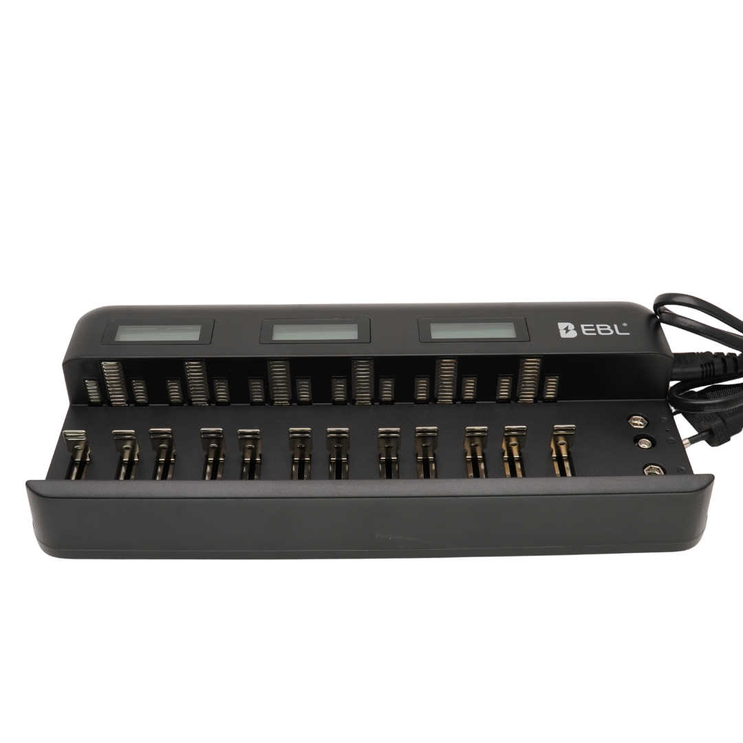 EBL 9036 Universal Charger 12-Slot for AA AAA C D & 9V Rechargeable Batteries