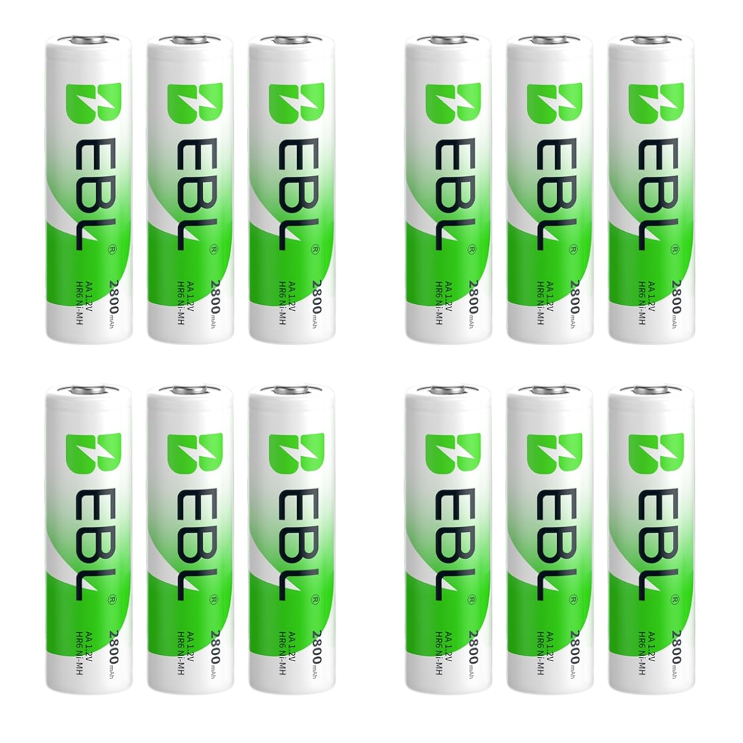 Pilas recargables EBL AA 2800mAh (paquete de 12)