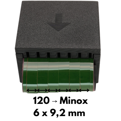 Cortadora de película 9,2 mm para cámaras Minox 8x11 (de 35 mm/120/16 mm)