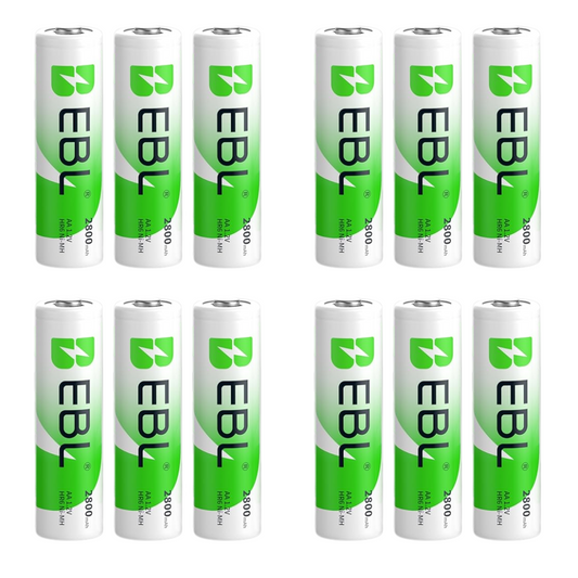 EBL AA rechargeable batteries 2800mAh (pack of 12)