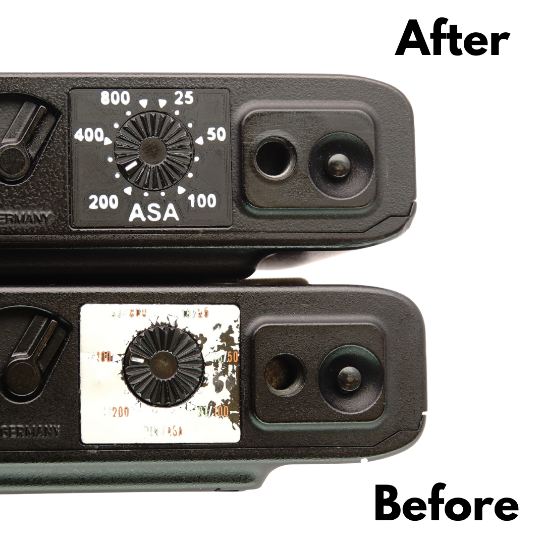 Targhetta ISO di ricambio (2 pezzi) per Minox 35 GT, GL, ML & EL