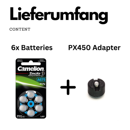 Adaptador de batería PX450 incl. 6x baterías de 1,4V para Bolex P1, P2, P3 y Alpa 10d