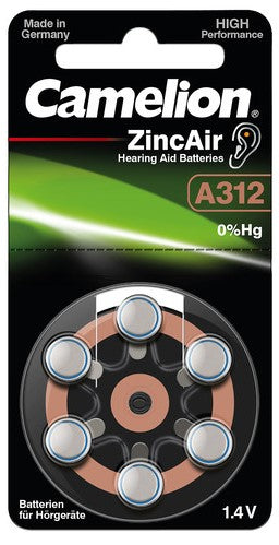 Zinc-air batteries p312 (6-pack) for battery adapter