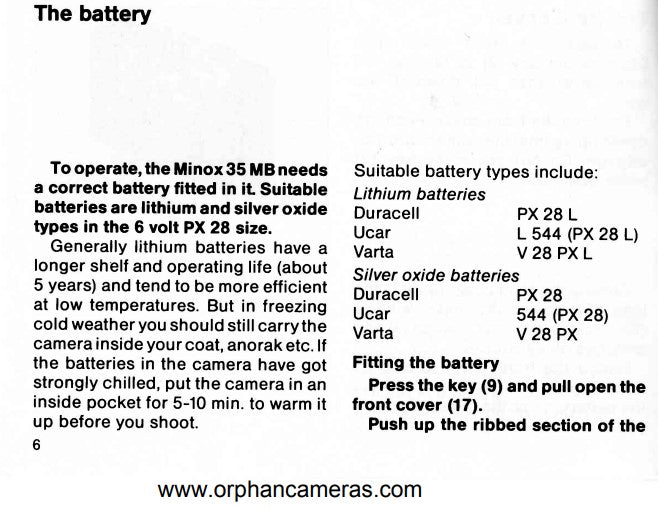Adattatore batteria PX28 (4x LR44) per Minox 35 MB, ML & MDC